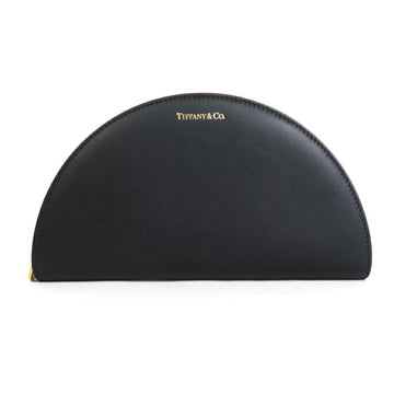 TIFFANY&Co. Round Zipper Long Wallet Clutch Bag Leather Black Women's h29481g