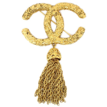 CHANEL★ CC Logos Fringe Brooch Gold-Plated 93A 60009
