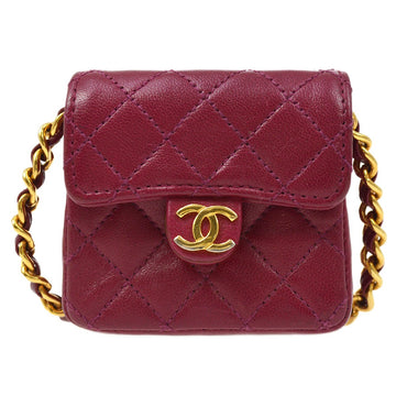 CHANEL 1989-1991 Pink Lambskin Quilted Pochette Micro 60854