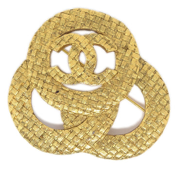 CHANEL 1994 Woven Brooch Pin Gold 52028