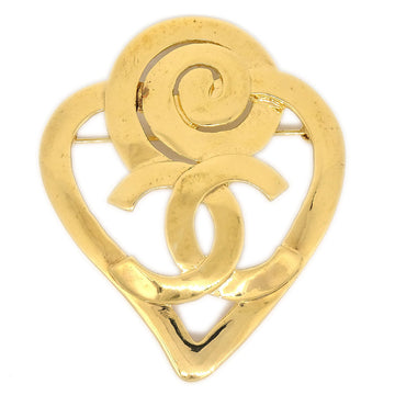 CHANEL Heart Brooch Gold 95P 01510
