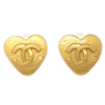 CHANEL Heart Earrings Gold 95P 93595