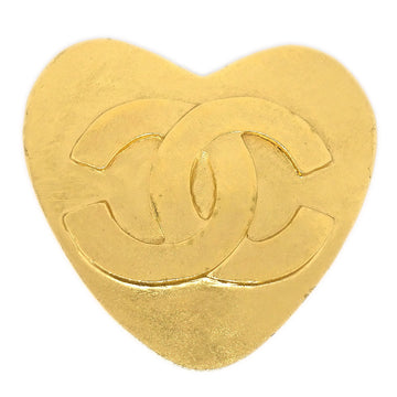CHANEL 1995 Heart Brooch Pin Gold 85057