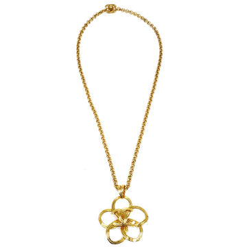 CHANEL 1996 Flower Gold Chain Pendant Necklace 74603