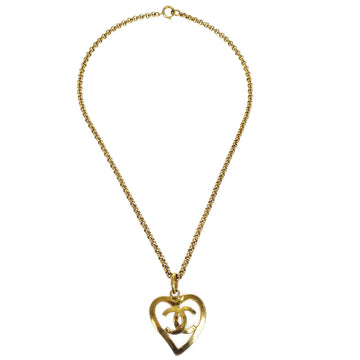 CHANEL★ 1995 Heart Gold Chain Necklace 17155