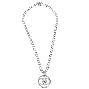 CHANEL 1997 CC Turnlock Silver Chain Pendant Necklace 97P 17255