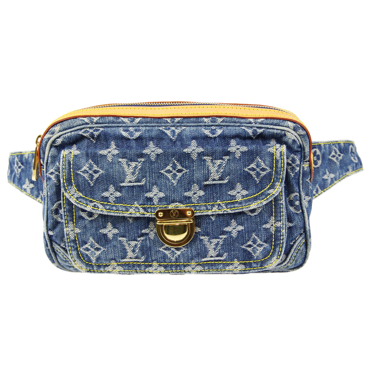 Louis Vuitton Bum Bag Waist Pouch SR2047 Blue Monogram Denim