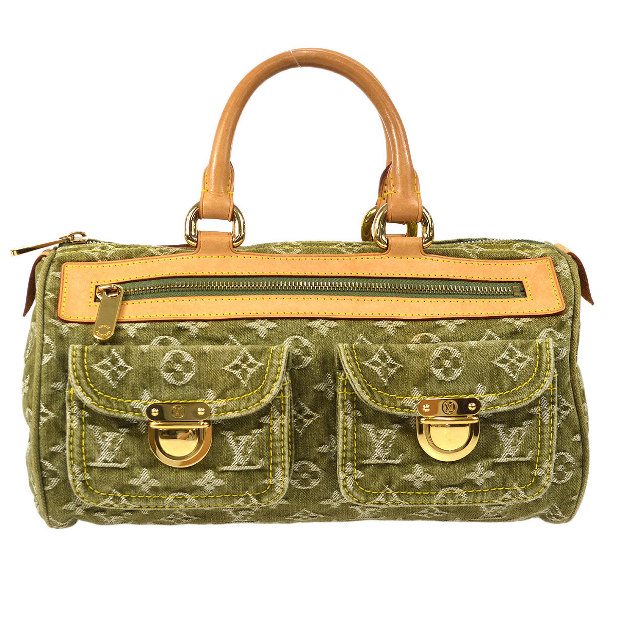 Louis Vuitton - Authenticated Speedy Handbag - Wool Green for Women, Very Good Condition