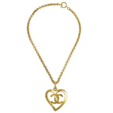CHANEL Heart Gold Chain Pendant Necklace 95P 48545