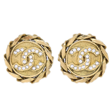 CHANEL 1988 Crystal & Gold CC Earrings Clip-On 23 87952
