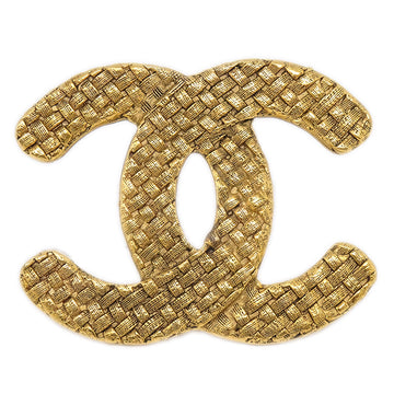 CHANEL 1994 Woven CC Brooch Pin Gold 1262 78331