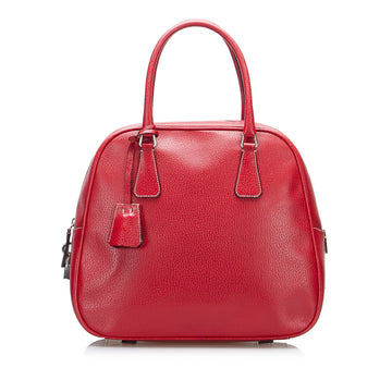 PRADA Vitello Leather Handbag Red