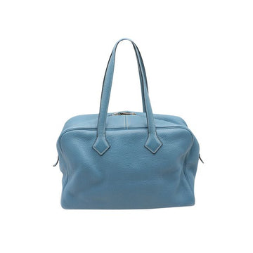 HERMeS Blue Jeans Victoria Ii 35 Bag In Clemence Leather
