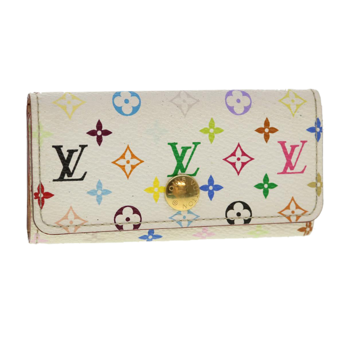 Louis Vuitton Monogram Multicolor Multi Cles 4 Key Case White M60043 Auth 40493