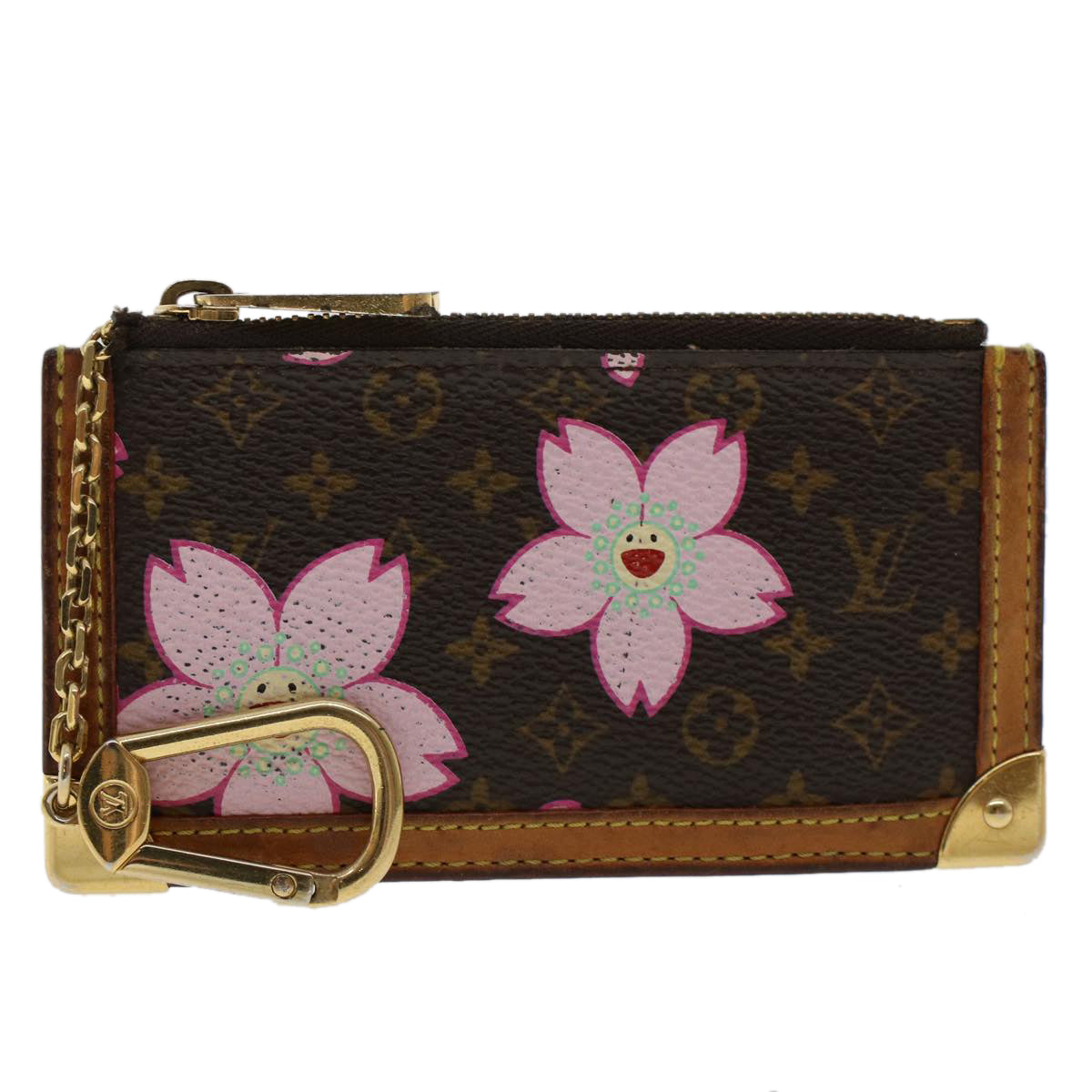 Louis Vuitton Monogram Cherry Blossom Pochette Cles Coin Purse M92015 Auth 48509