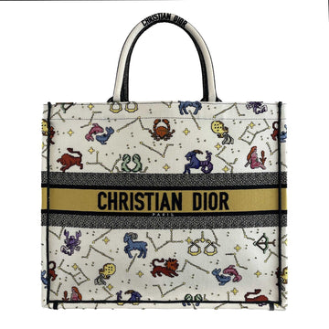 DIOR - NEW 2022 Large Pixel Zodiac Embroidered Canvas Book Tote