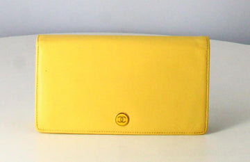 2003 Yellow Leather Wallet Double C