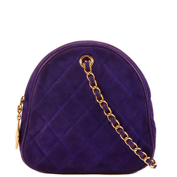 CHANEL Around 1990 Made Suede Matelasse Stitch Chain Top Handle Bag Purple