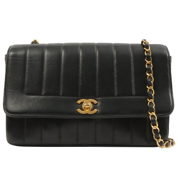 Chanel Around 1998 Made Mademoiselle Stitch Turn-Lock Chain Bag Black