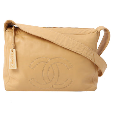Chanel Around 1998 Made Cc Mark Stitch Logo Charm Shoulder Bag Beige