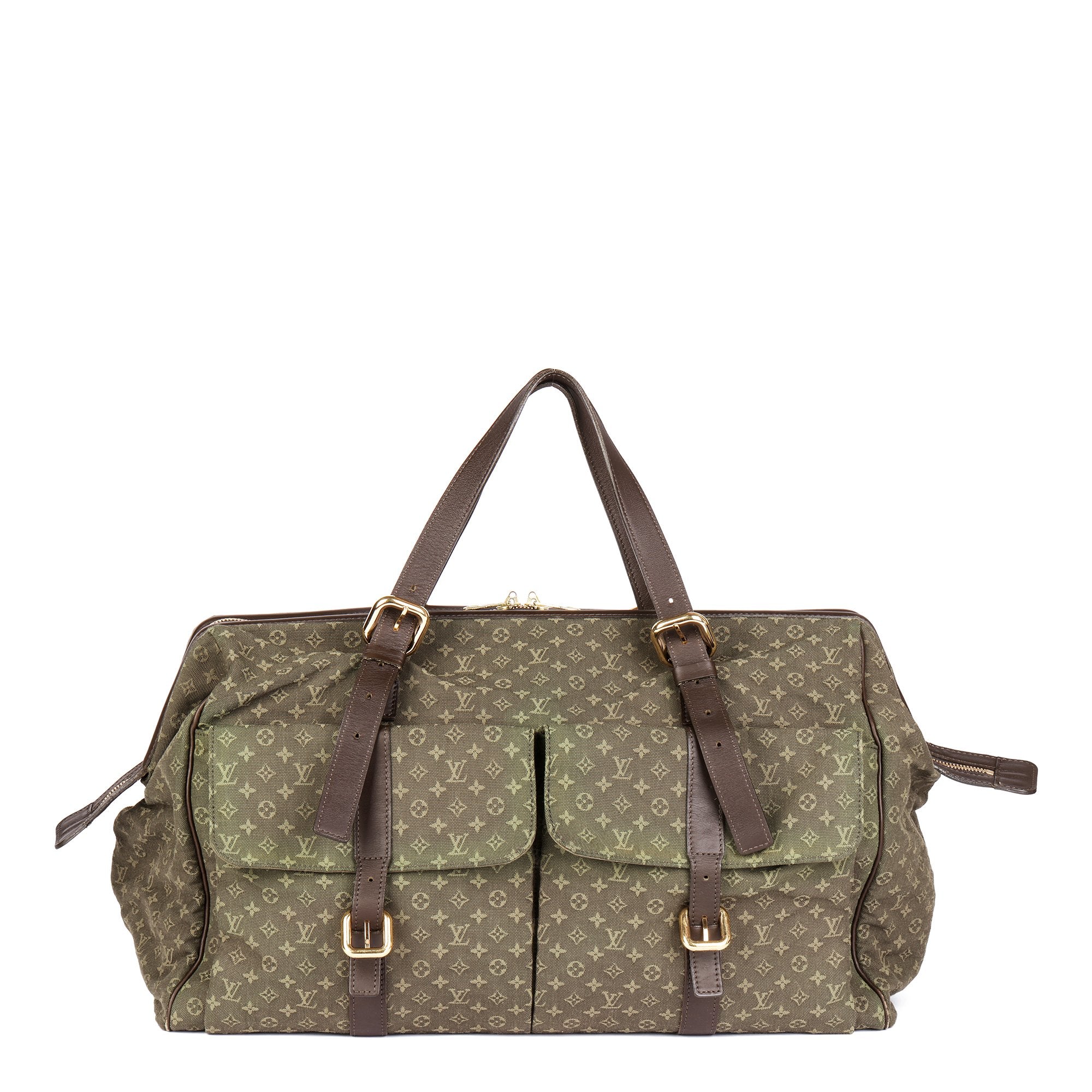 Louis Vuitton Khaki Mini Lin Monogram Linen & Brown Calfskin Leather V