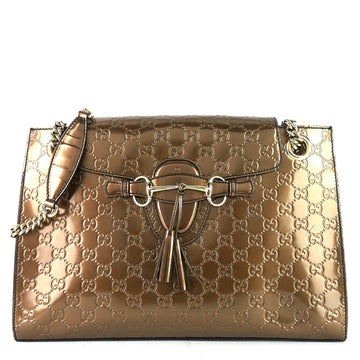 GUCCI Emily Large Guccissima Patent Leather Bag