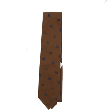 HERMES Tie in Brown Silk