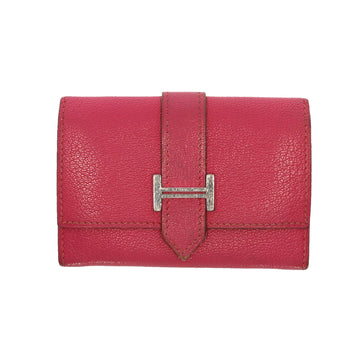 HERMES Bearn Coin purse in Pink Leather