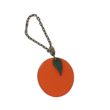 HERMES Keychain in Orange Leather
