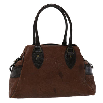 FENDI Etnico Hand Bag Leather Brown Auth ac1980