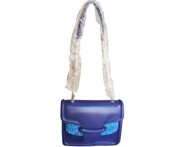 ALEXANDER MCQUEEN Brand New Blue Crystal Lucite Heroine Satchel as seen on Elizabeth Olsen and Lily Collins