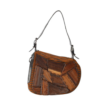 FENDI Fendi Wood Paneled Oyster Hobo Bag