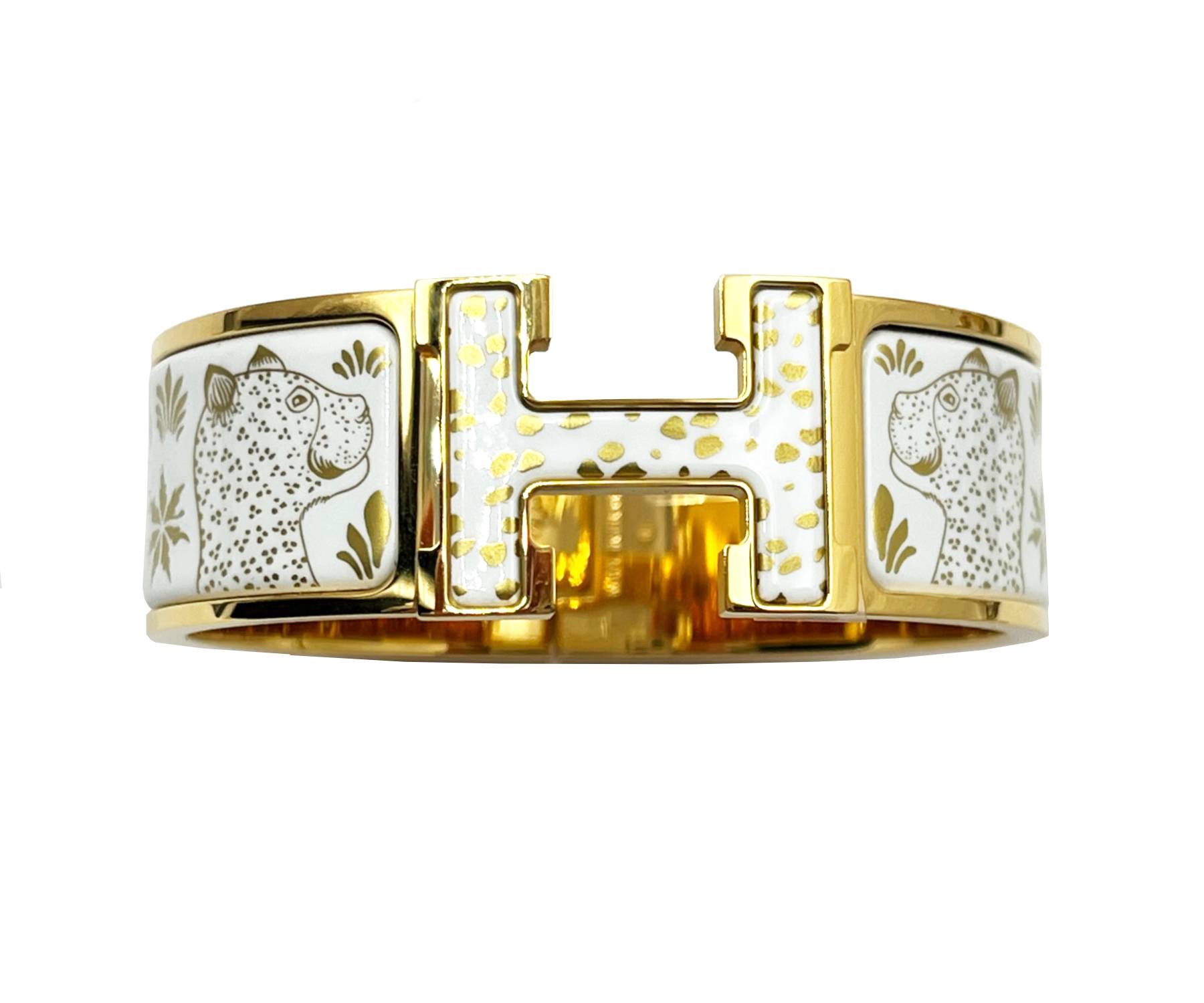Hermes Clic H Diamond Bangle Bracelet in 18k Rose Gold