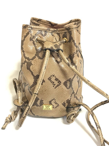 MOSCHINO Vintage by redwall snakeskin print leather mini backpack with golden M logo charm