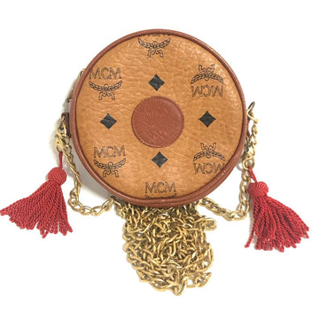 MCM Vintage brown monogram mini Suzy Wong chain shoulder purse with red fringes