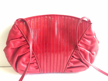 FENDI 80's vintage red patent enamel and nappa leather oval round shape shoulder purse