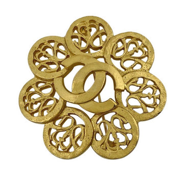 CHANEL Vintage arabesque flower brooch with CC mark