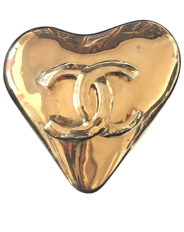 CHANEL Vintage golden heart brooch with CC mark