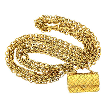 CHANEL Vintage golden triple chain long necklace with classic 2