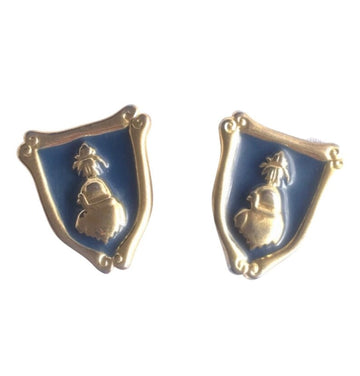 ESCADA Vintage navy and golden flag design earrings