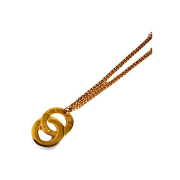 CELINE Vintage golden chain necklace with embossed logo double hoop top