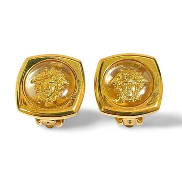 GIANNI VERSACE Vintage clear and gold tone medusa face motif earrings