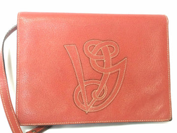 VALENTINO Vintage Garavani red pigskin shoulder clutch bag with unique logo stitch mark