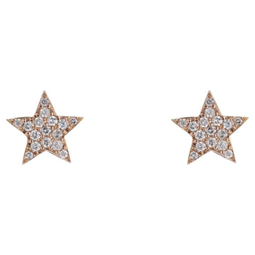 Modern 0.15 Carat 18 Karat Rose Gold Diamond Star Stud Earrings