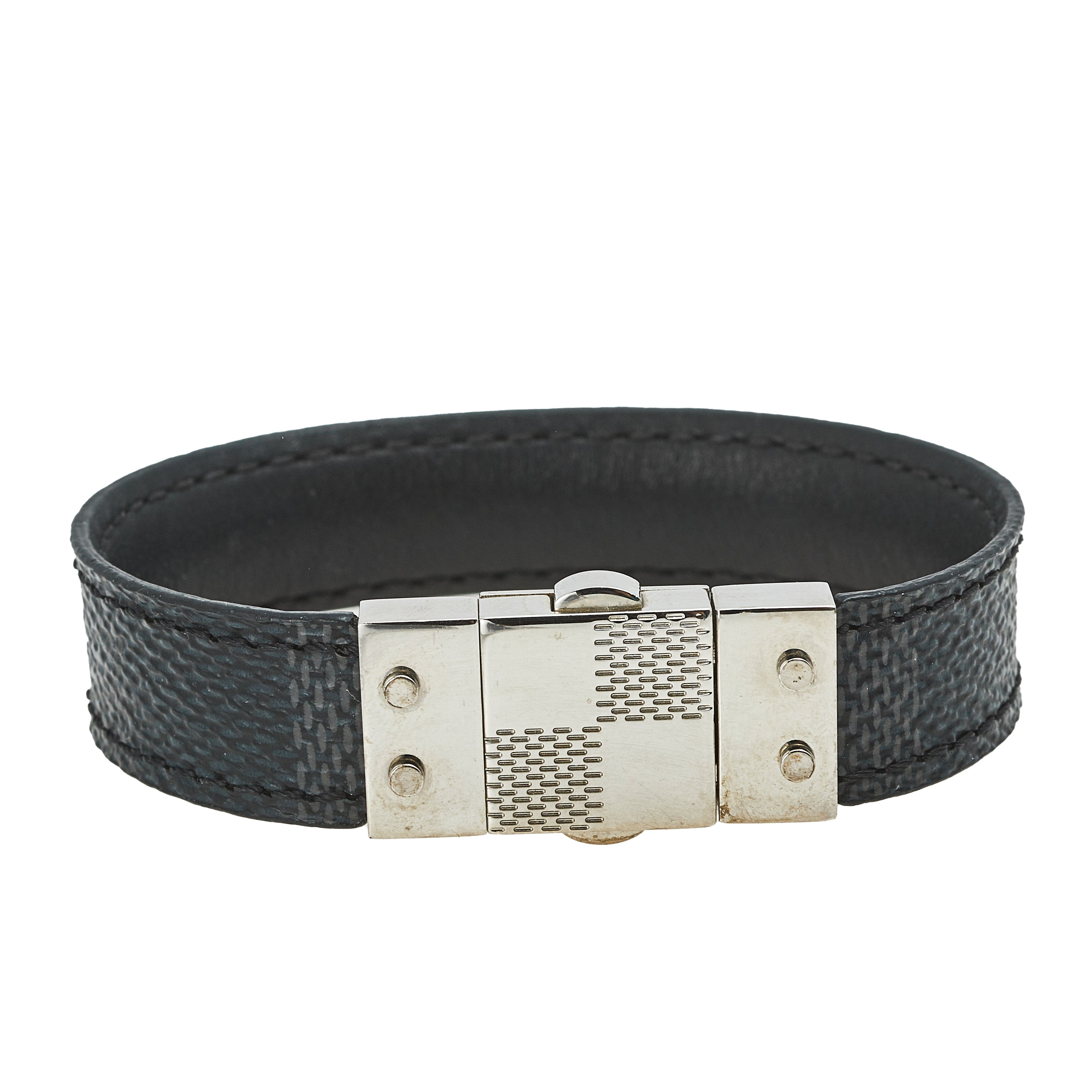 Louis Vuitton Check It Damier Graphite Leather Bracelet