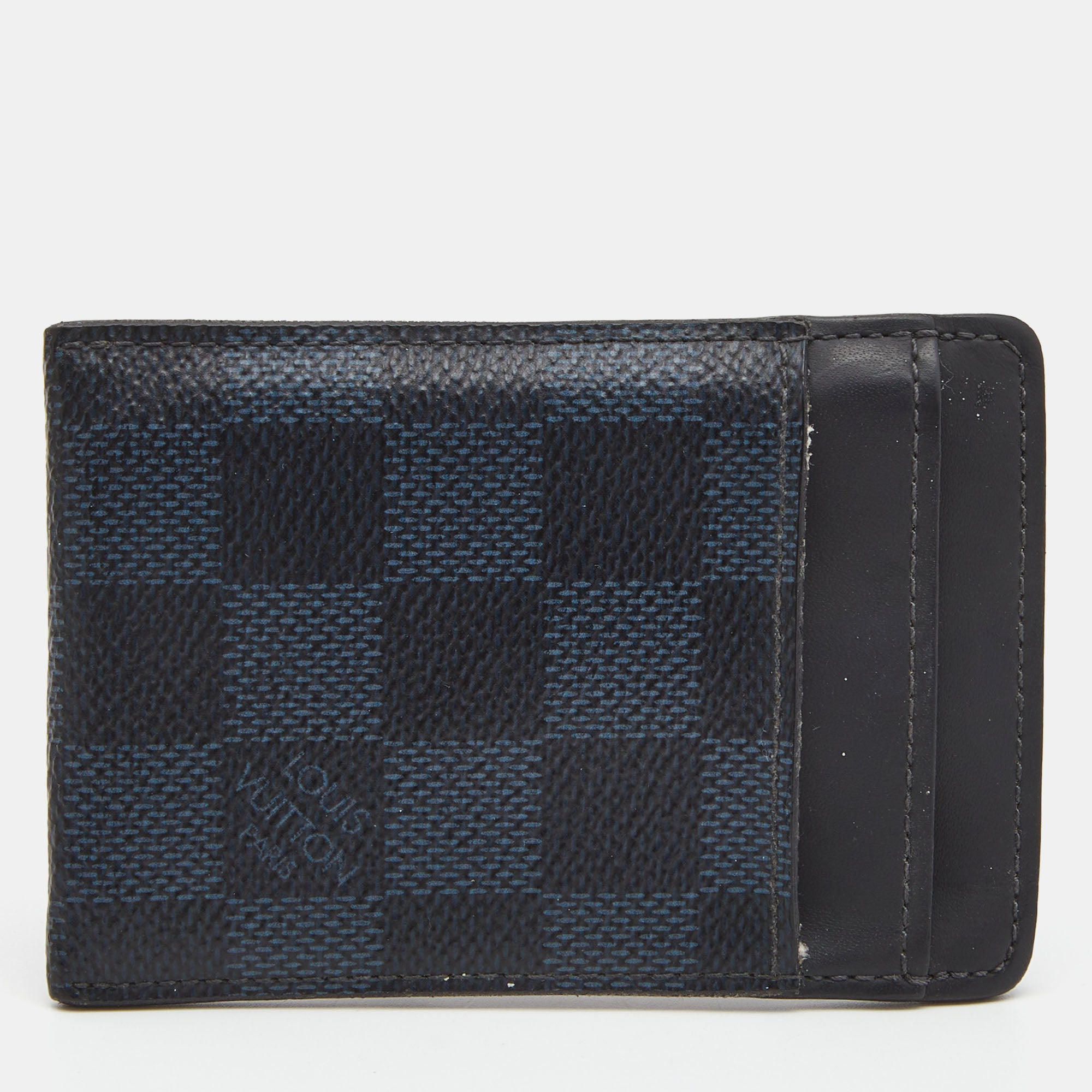 Louis Vuitton Damier Pince Card Holder with Bill Clip, Black