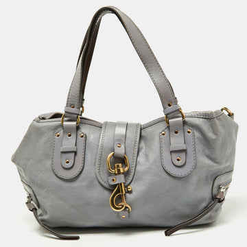 CHLOE Lavender/Brown Leather Double Zip Tote