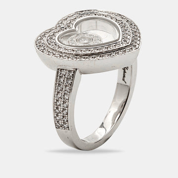 CHOPARD Happy Diamonds 18k White Gold Ring Size 50