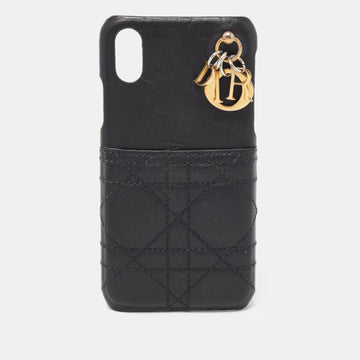 DIOR Black Cannage Leather Lady  iPhone X Case