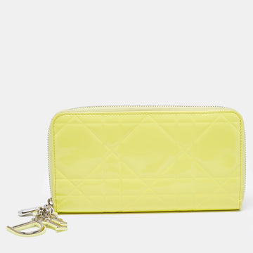 DIOR Yellow Cannage Patent Leather Lady  Continental Wallet
